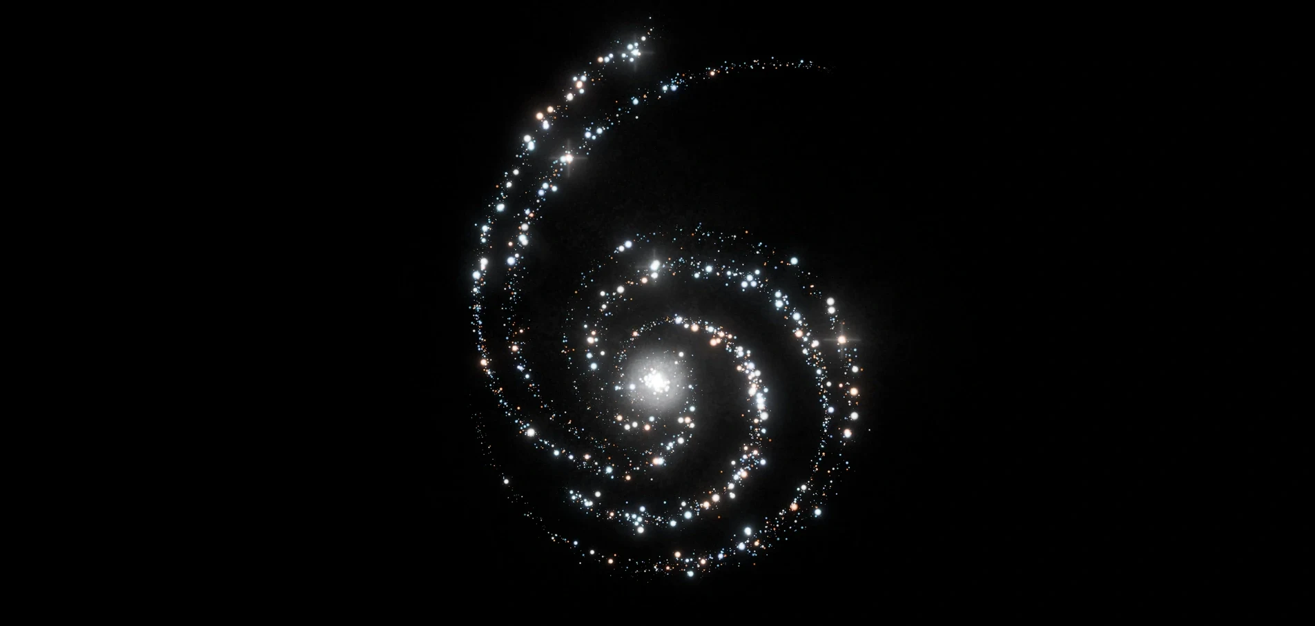 En lysande partikelspiral som formar siffran sex mot en svart bakgrund - OpenAIs officiella nyckelbild för GPT-6 Astra